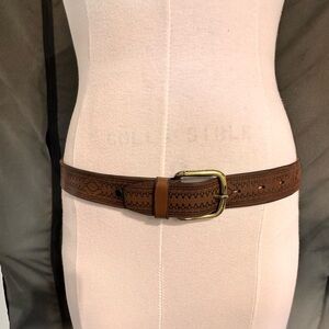 Leather Belt Unisex Size L Brown Vintage Removable Buckle Accessories Classic